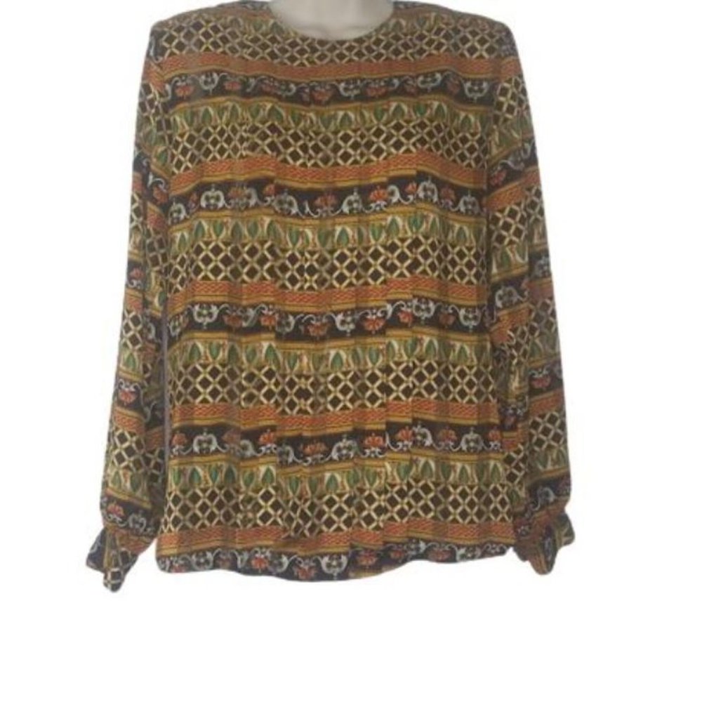 Vintage 80's Poet by Nicola Button Back Pleated Baroque Blouse